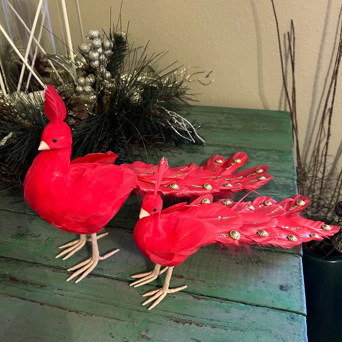 Red Peacock Ornament