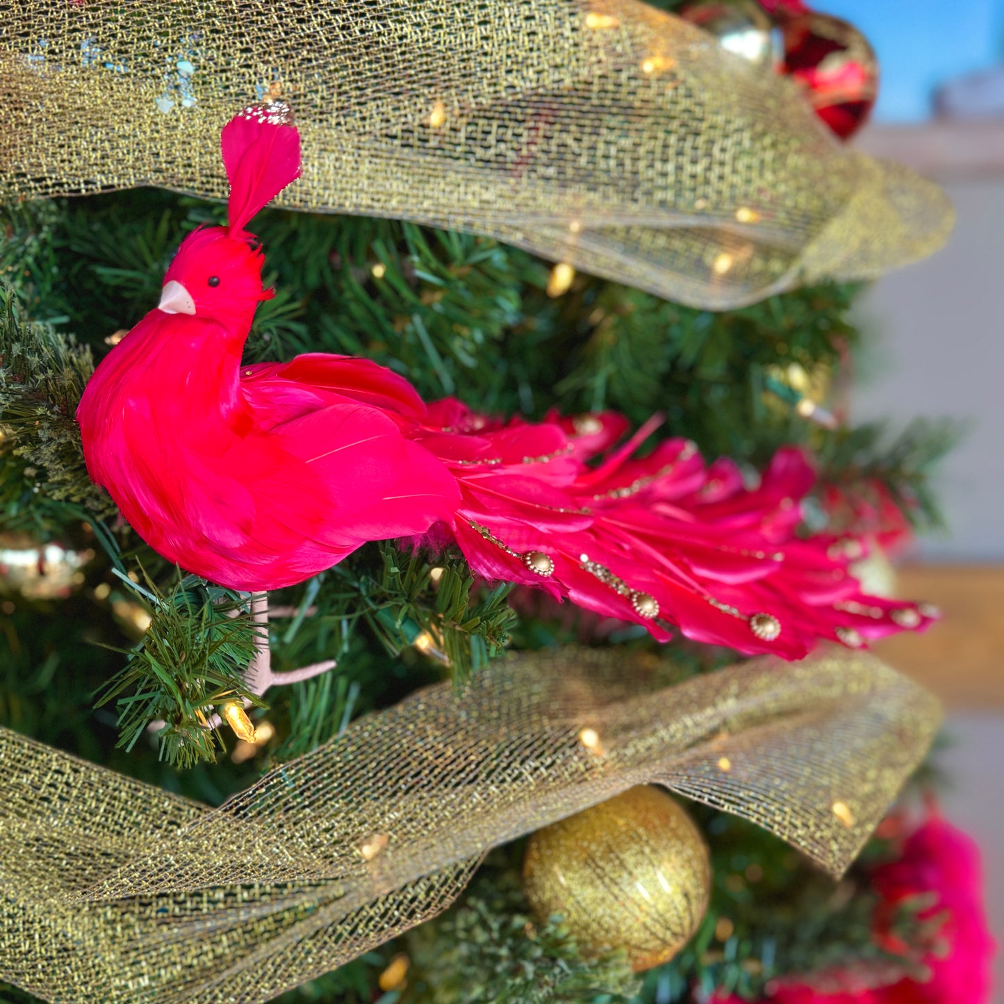 Red Peacock Ornament