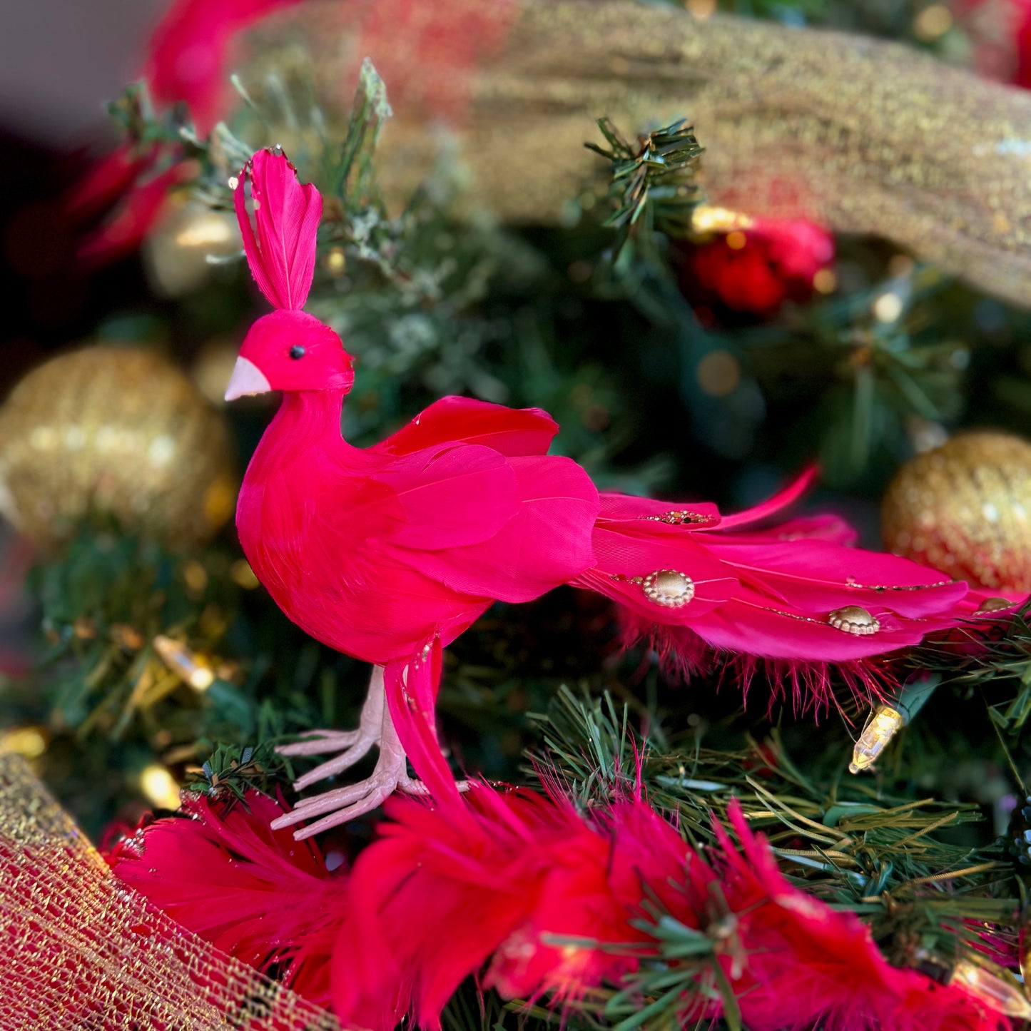 Red Peacock Ornament