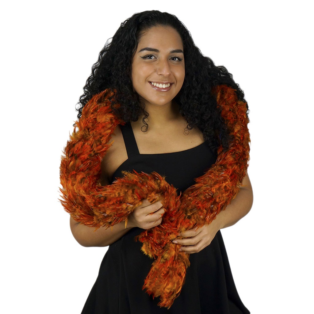 Red Chinchilla Saddle Rooster Feather Boa 4-5’’ - Mango - Rooster Boa