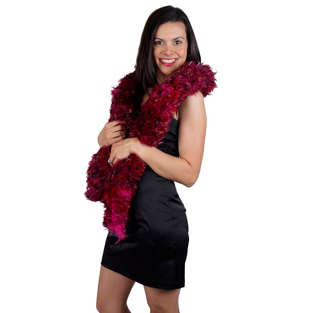 Red Chinchilla Saddle Rooster Feather Boa 4-5’’ - Shocking Pink - Rooster Boa