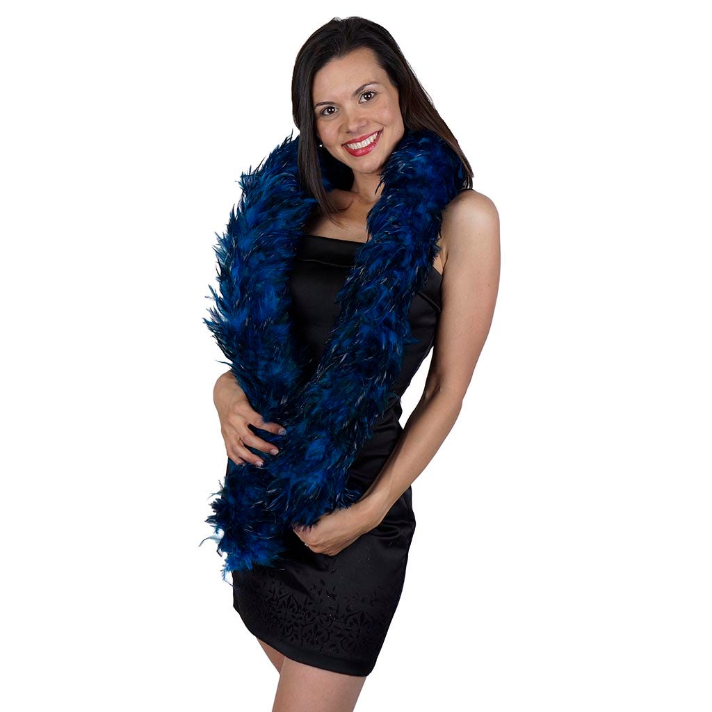 Red Chinchilla Saddle Rooster Feather Boa 5-6’’ - Dark Turquoise - Rooster Boa