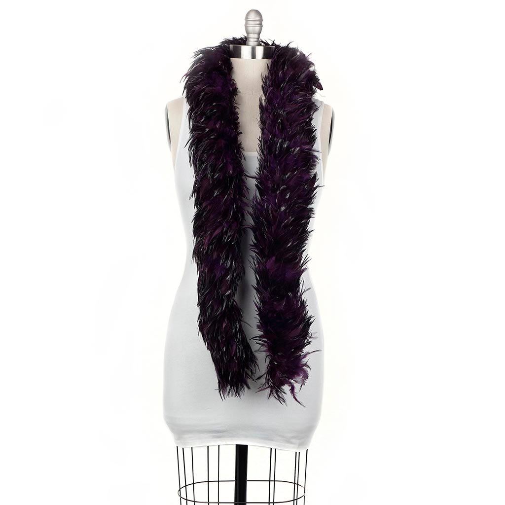 Red Chinchilla Saddle Rooster Feather Boa 5-6’’ - Purple - Rooster Boa