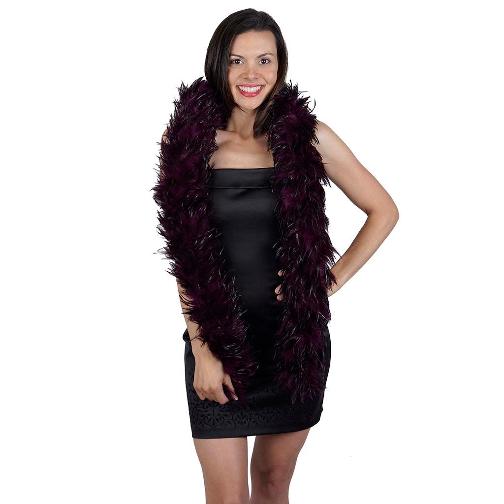 Red Chinchilla Saddle Rooster Feather Boa 5-6’’ - Purple - Rooster Boa