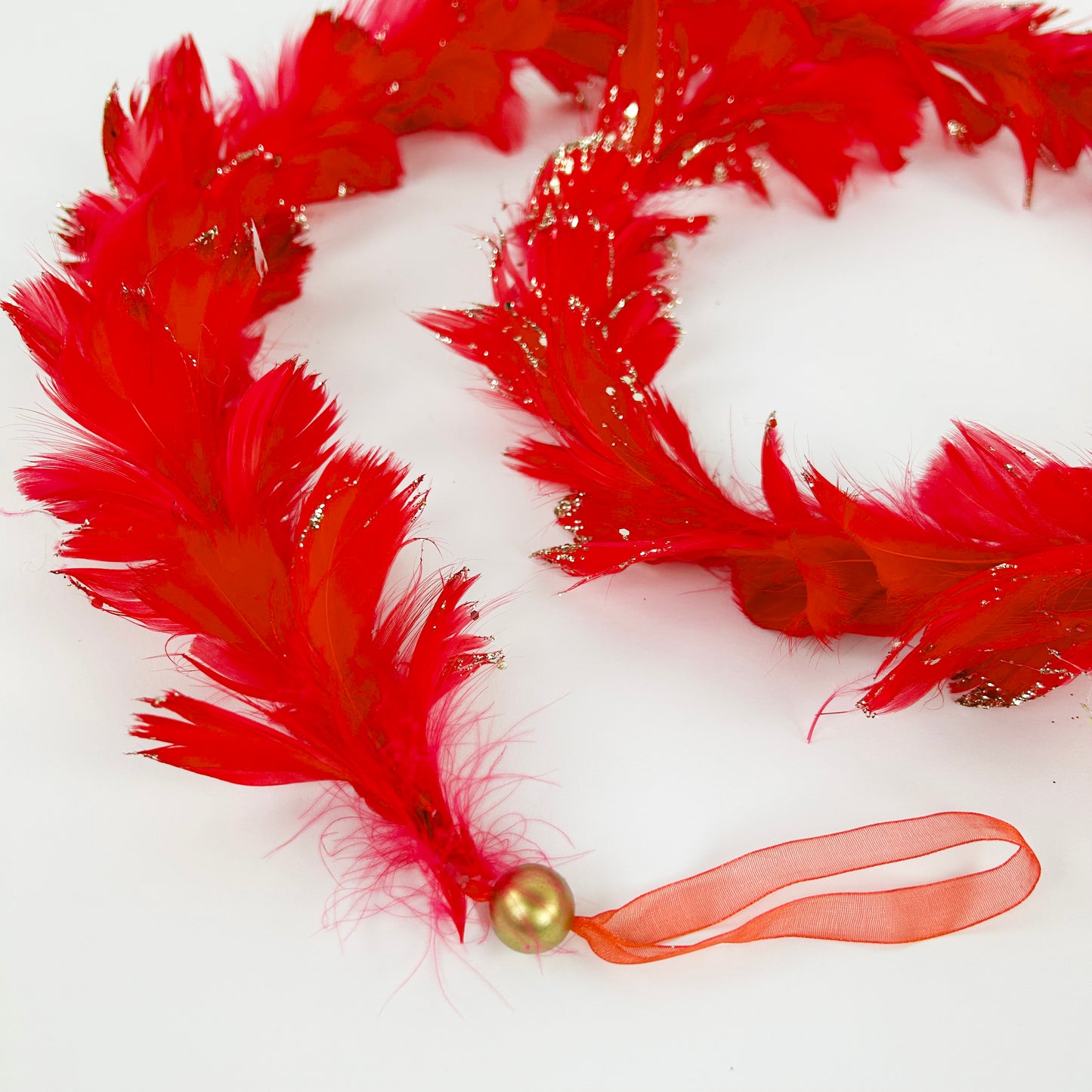 Feathered Red Christmas Garland