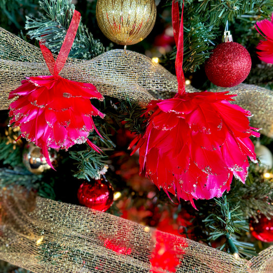 Red Christmas Ornaments with Gold Glitter