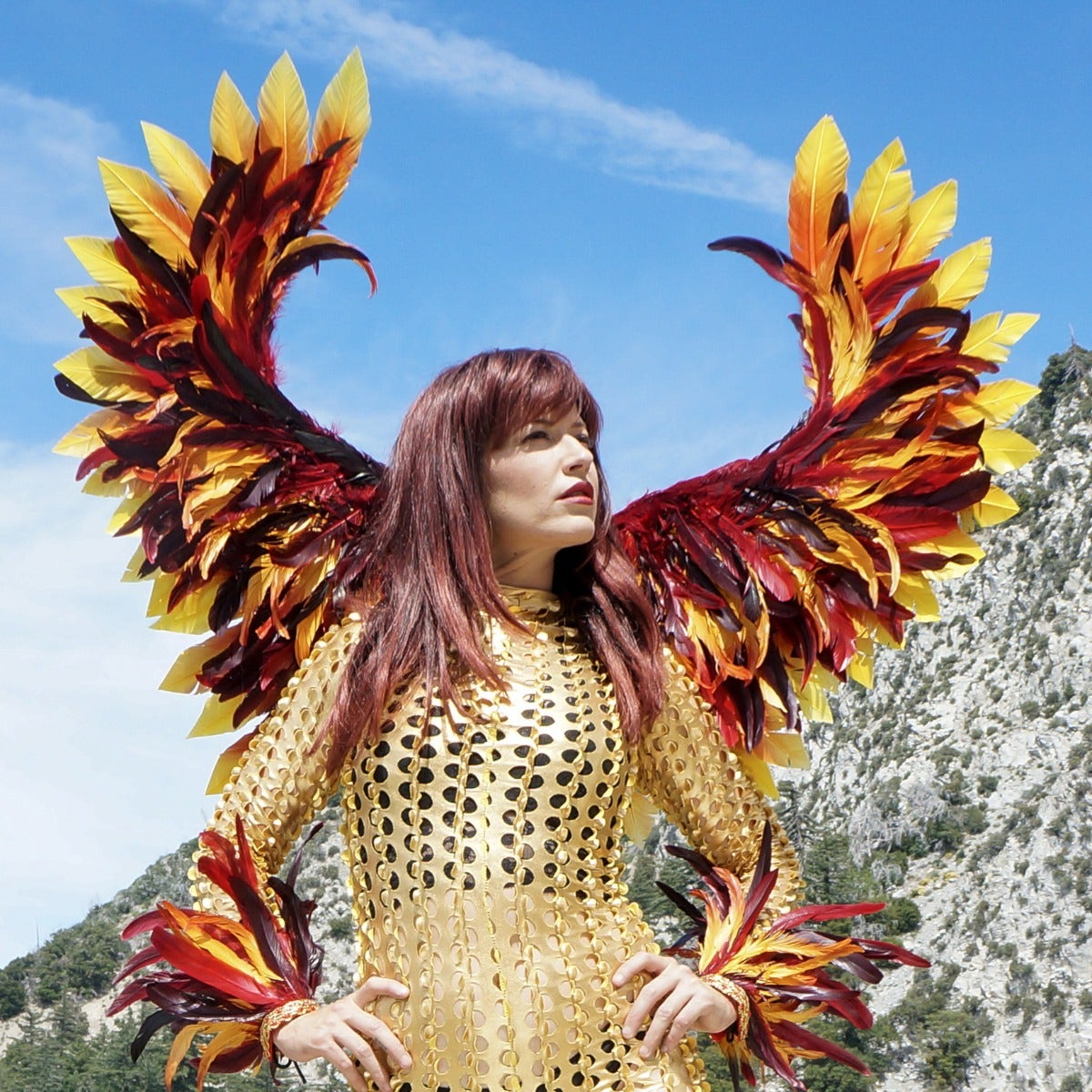 Phoenix Firebird Dyed Feather Wings - Red
