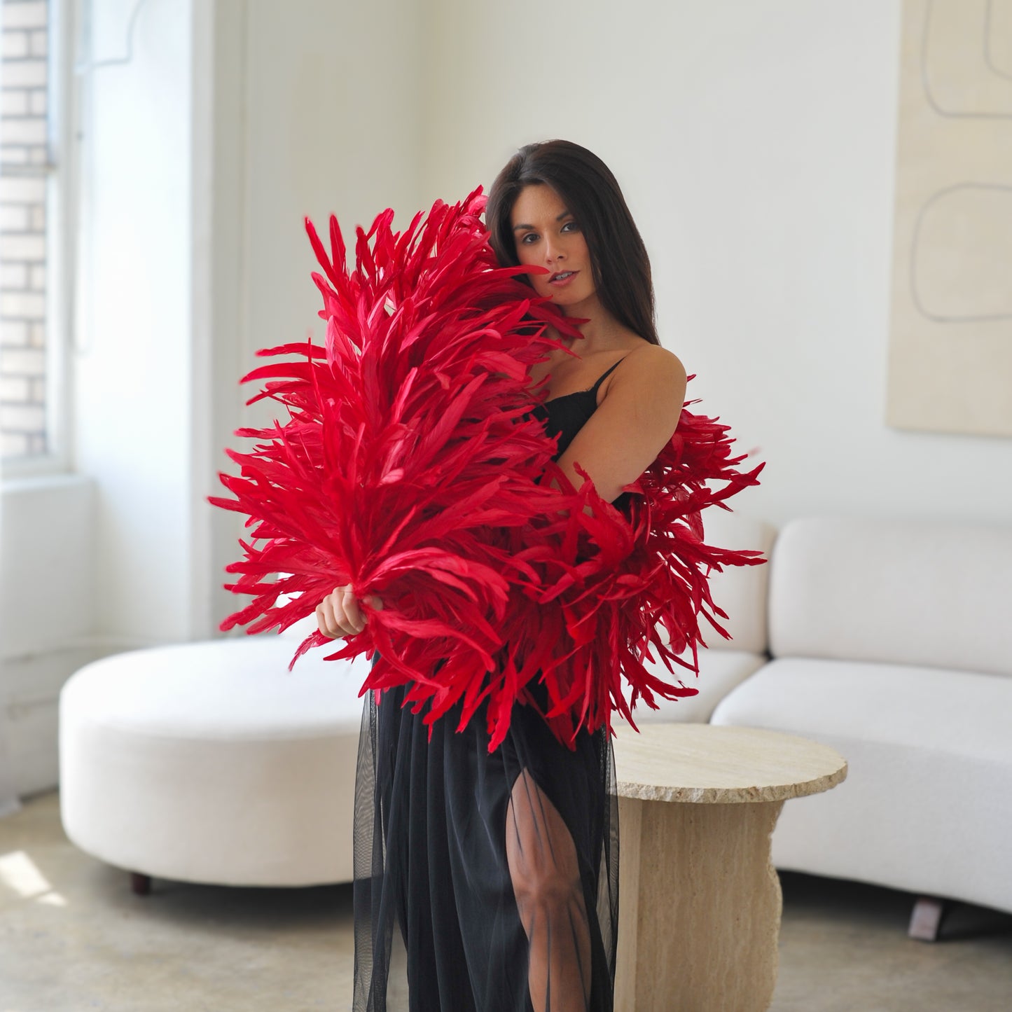 Deluxe Rooster Coque Feather Boa - Red