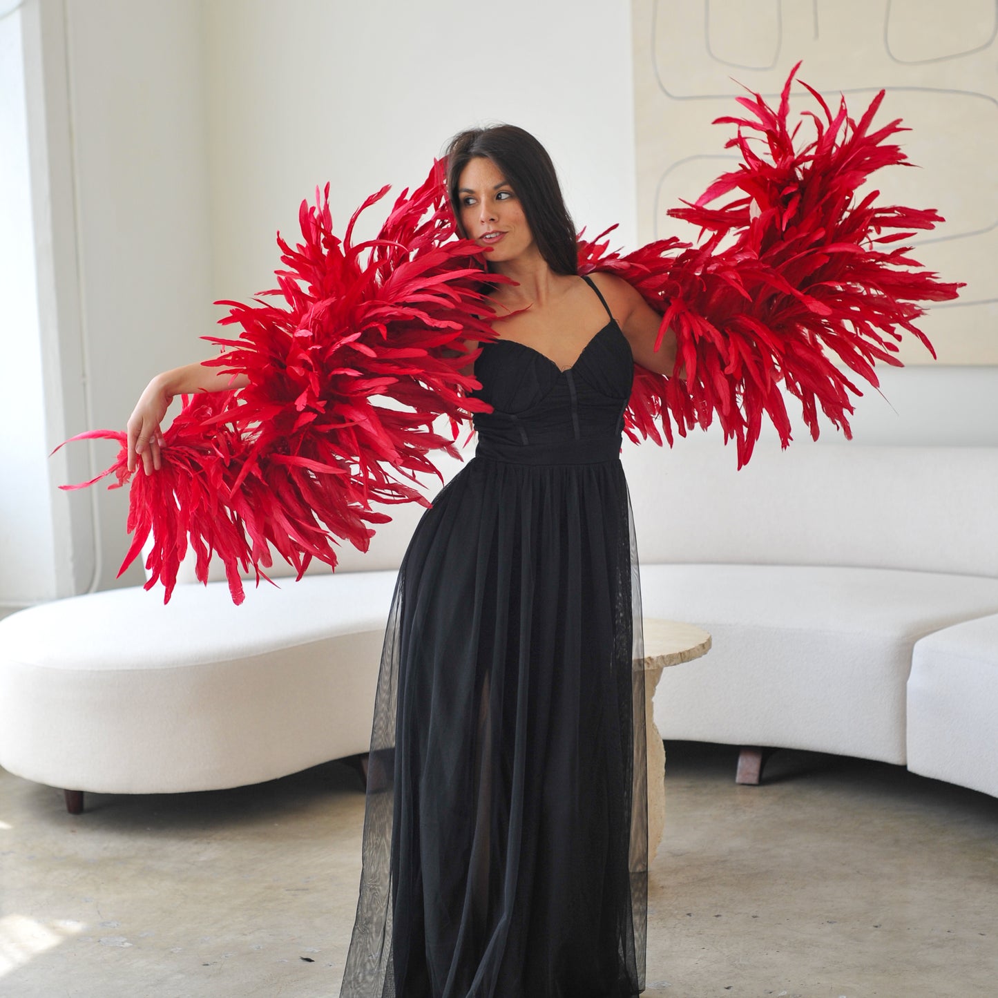 Deluxe Rooster Coque Feather Boa - Red