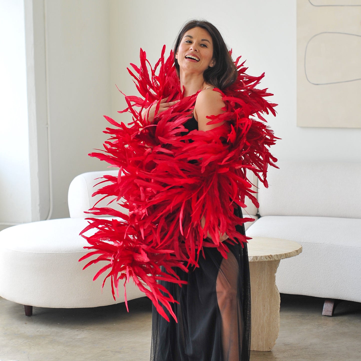 Deluxe Rooster Coque Feather Boa - Red