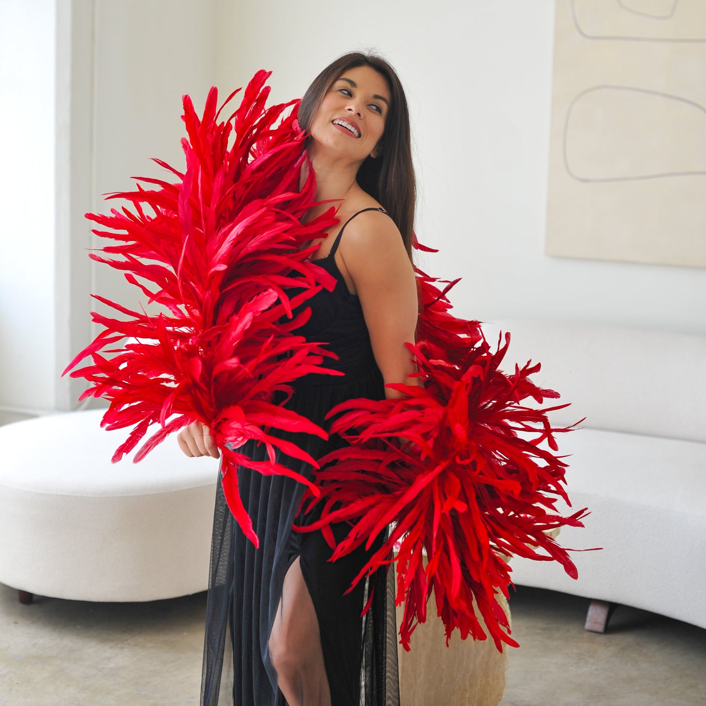 Deluxe Rooster Coque Feather Boa - Red