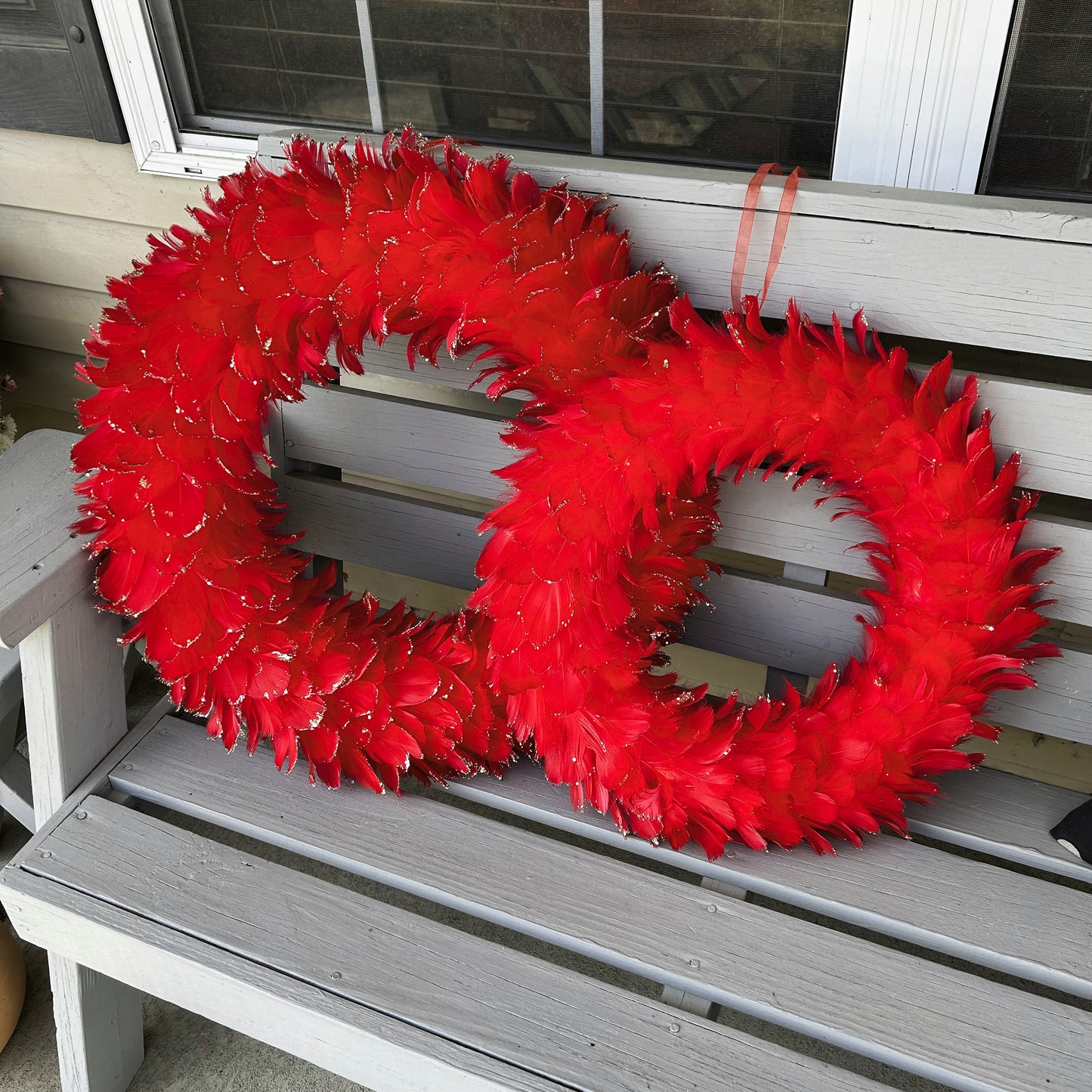 Feathered Red Christmas Wreath