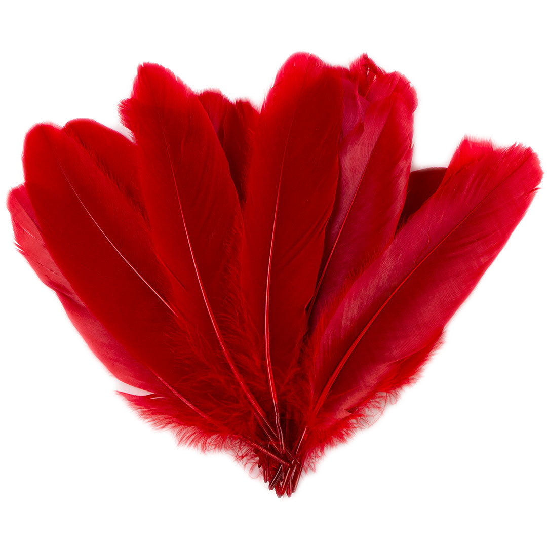 Goose Satinette Feathers Dyed - Red - 1/4 lb