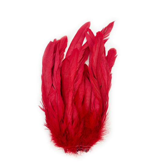 ROOSTER COQUE TAIL FEATHERS BLEACH DYED 7-10” - 25 PC/PKG - Red