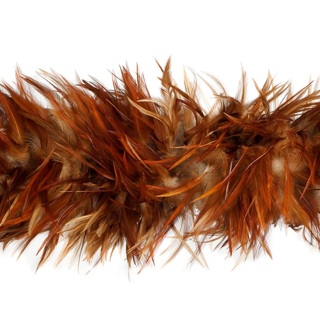 Red Saddle Rooster Feather Boa 7-8’’ - Natural - Rooster Boa