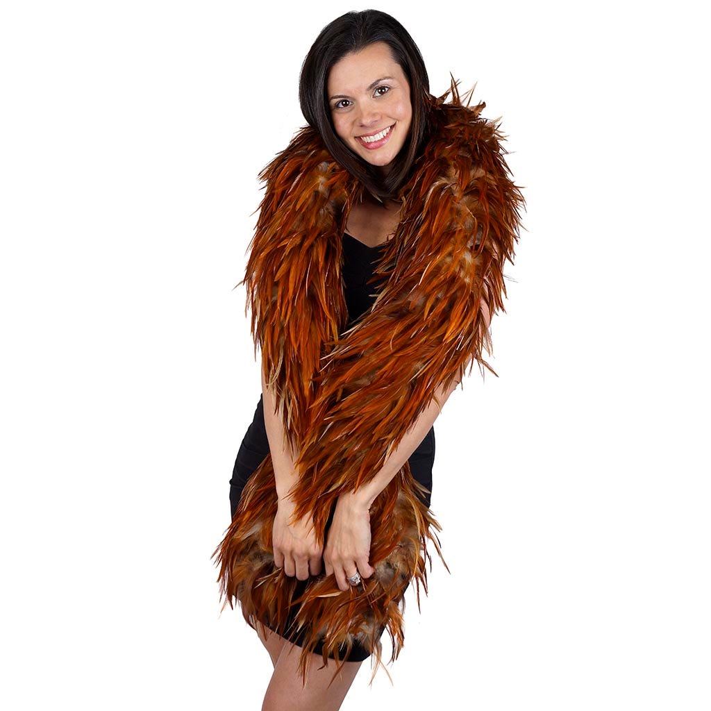 Red Saddle Rooster Feather Boa 7-8’’ - Natural - Rooster Boa