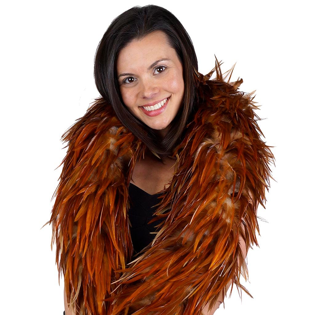 Red Saddle Rooster Feather Boa 7-8’’ - Natural - Rooster Boa