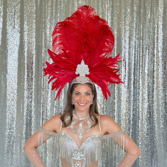 Red Showgirl Feather Headpiece