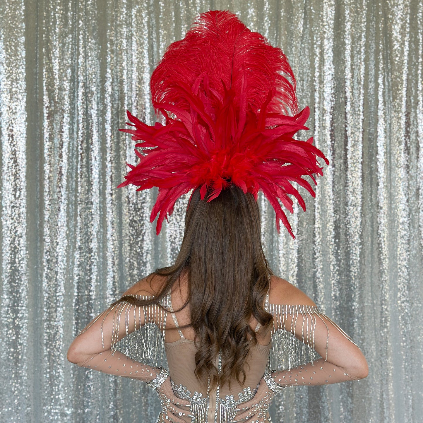 Red Showgirl Feather Headpiece