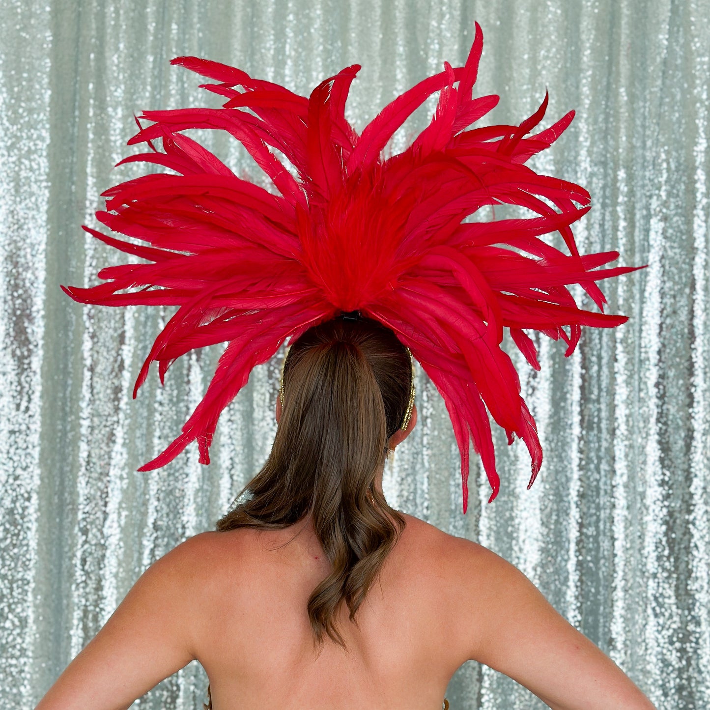 Zizi Red Showgirl Feather Headpiece