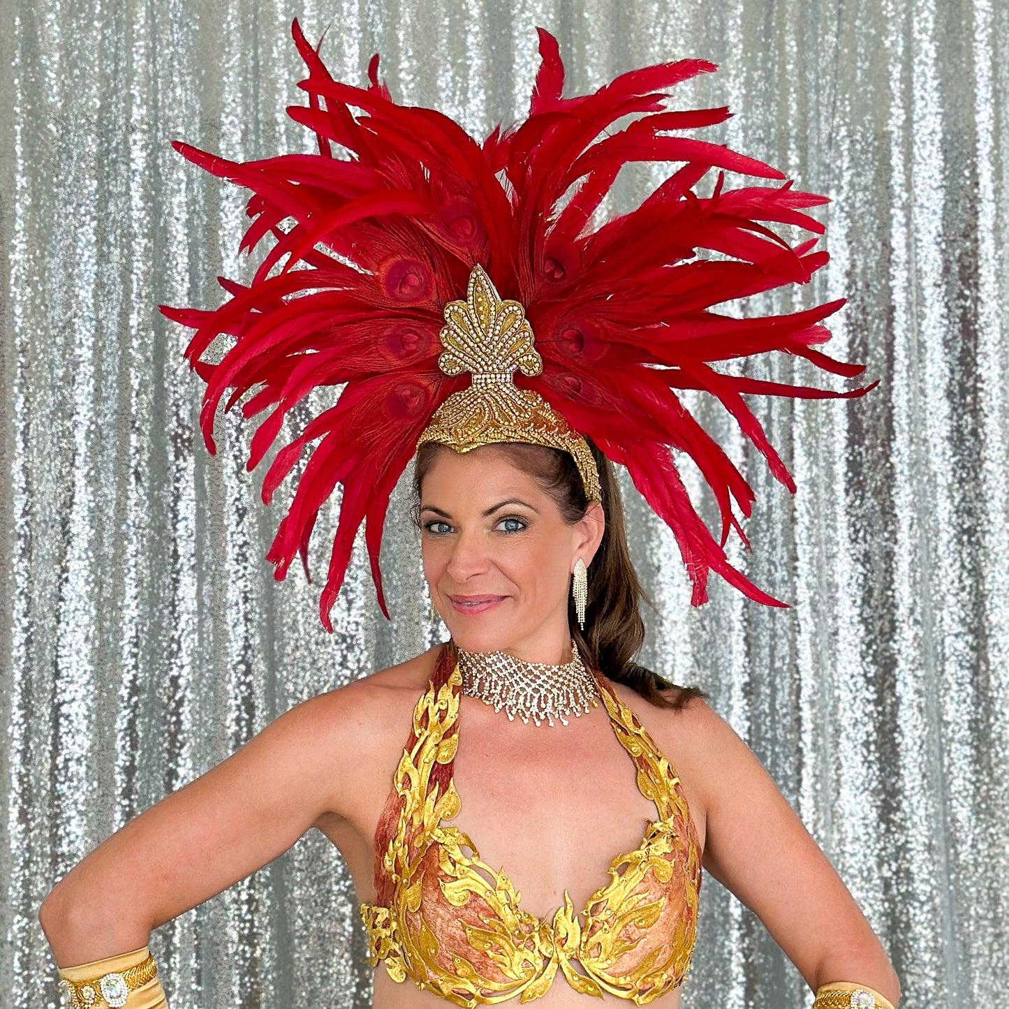 Zizi Red Showgirl Feather Headpiece