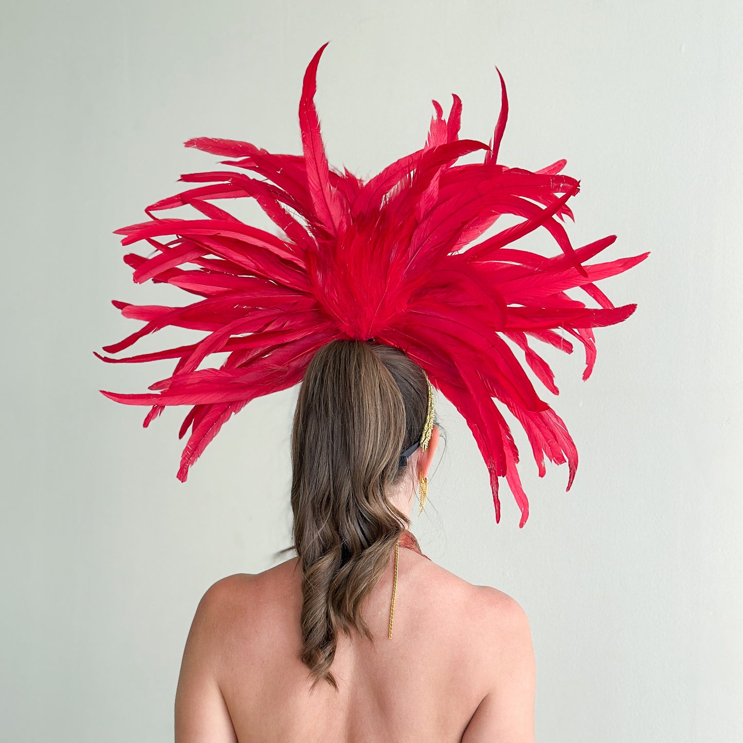 Zizi Red Showgirl Feather Headpiece