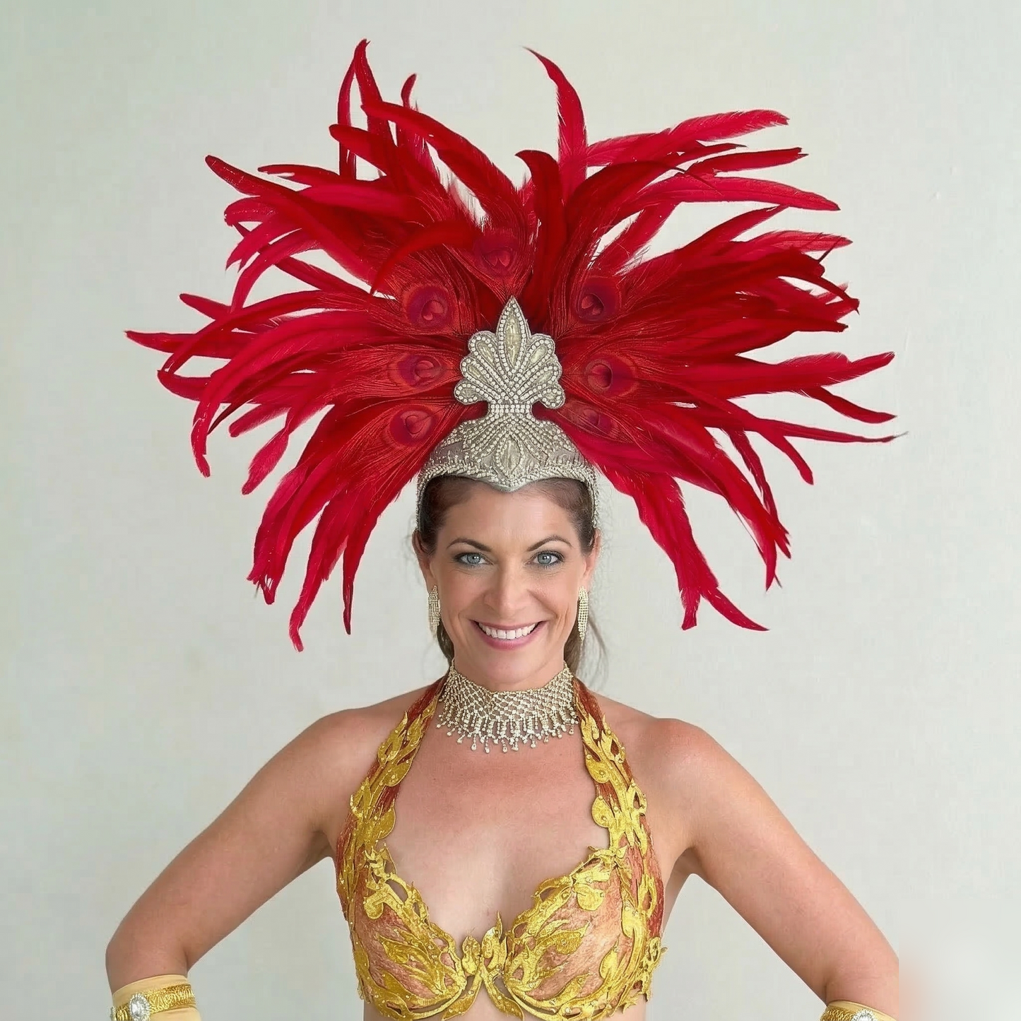 Zizi Red Showgirl Feather Headpiece