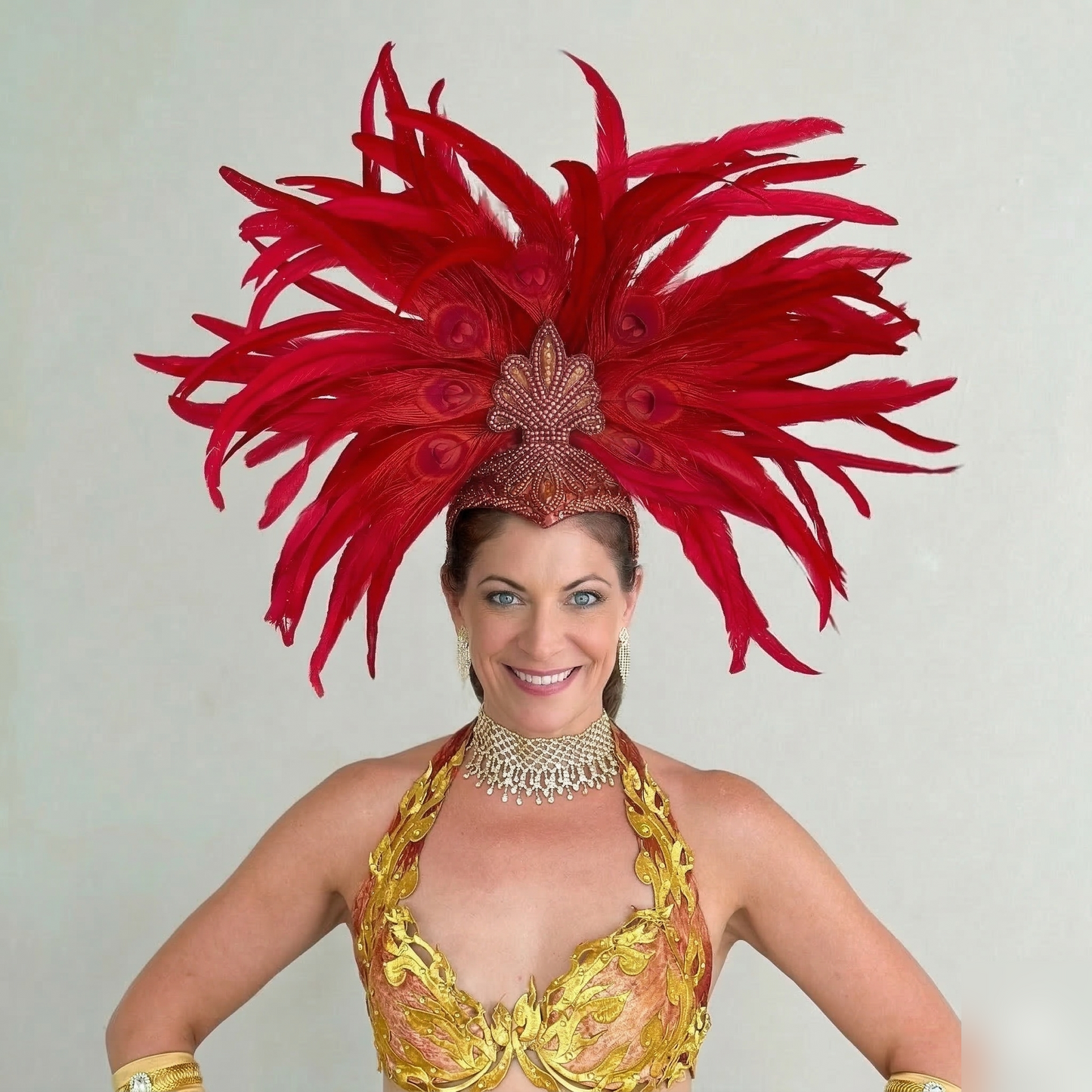 Zizi Red Showgirl Feather Headpiece
