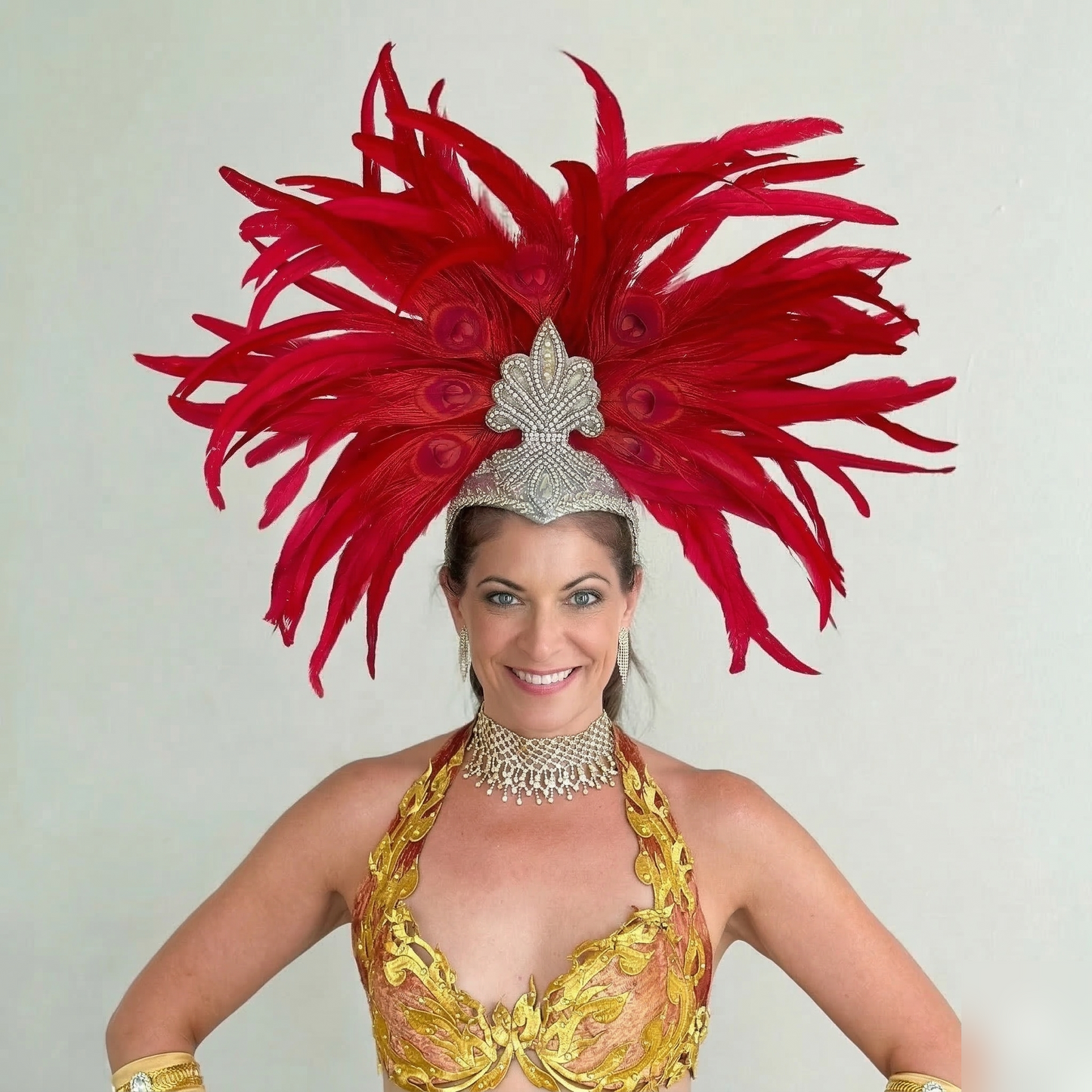 Zizi Red Showgirl Feather Headpiece