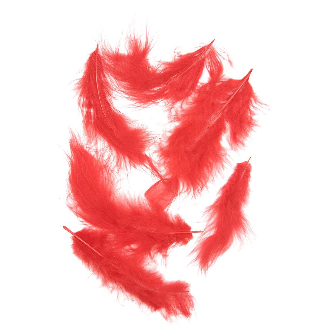Loose Turkey Marabou Feathers 3-8" Dyed - Red