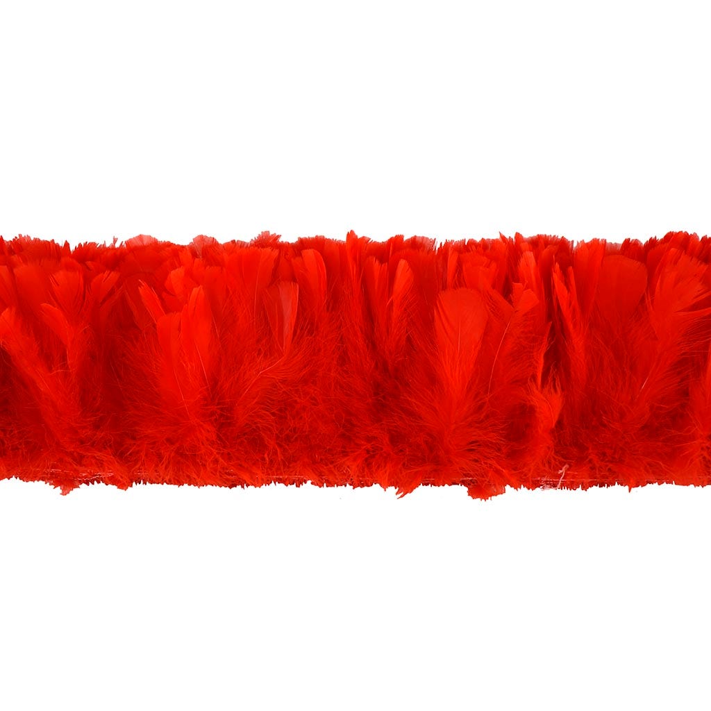 Parried Turkey Ruff Feathers - 1/2YD - Red