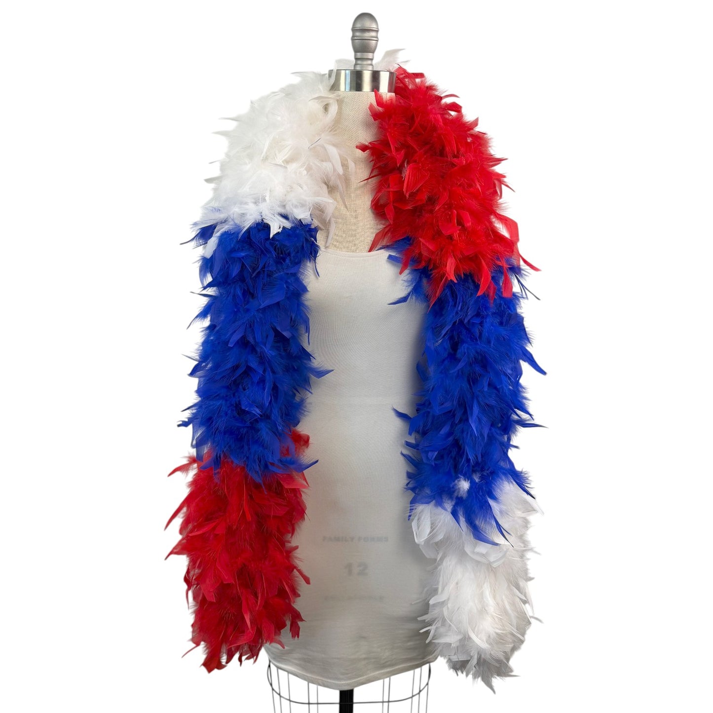 USA Chandelle Feather Boa - Heavyweight - Patriotic Sectional