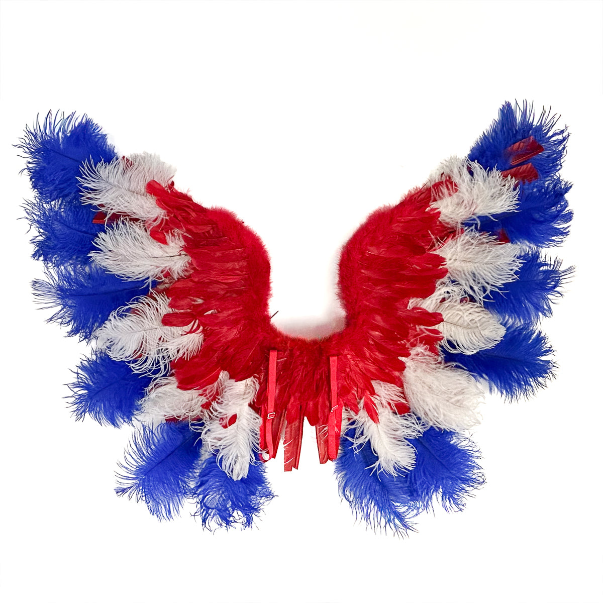 Goose Turkey Feather Wings 25 x 50 inch --Red/White/Royal