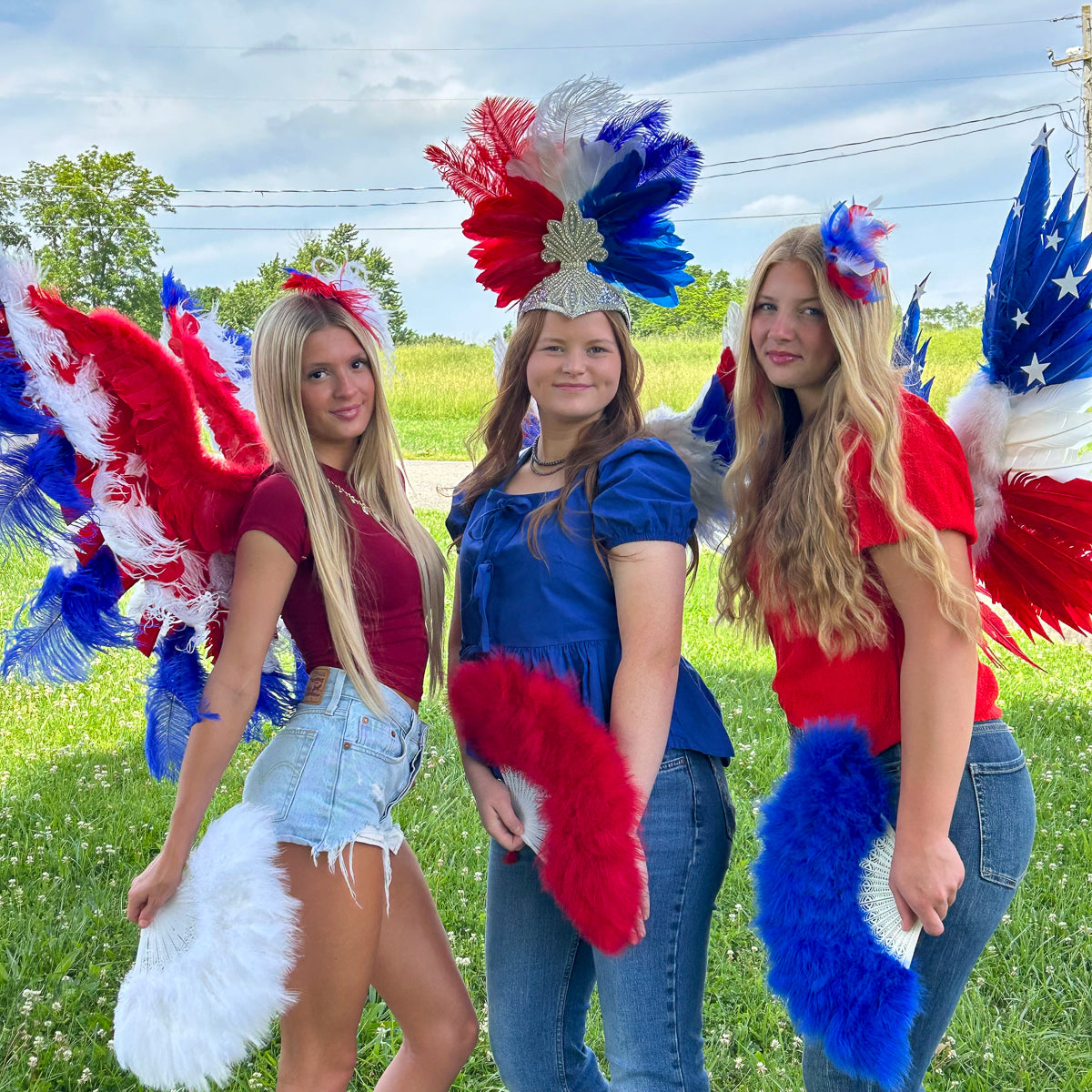 Goose Turkey Feather Wings 25 x 50 inch --Red/White/Royal