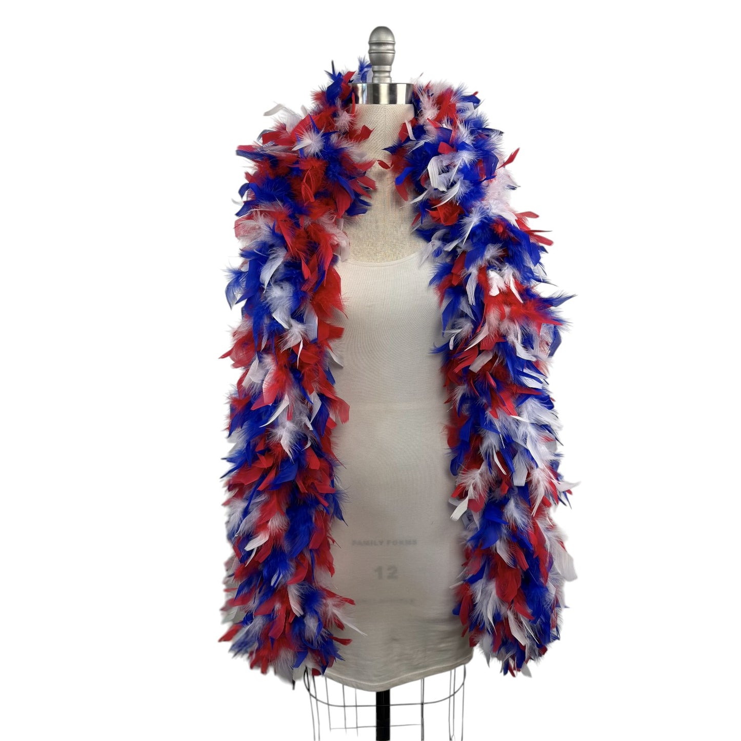 USA Chandelle Feather Boa - Heavyweight - Patriotic Mix