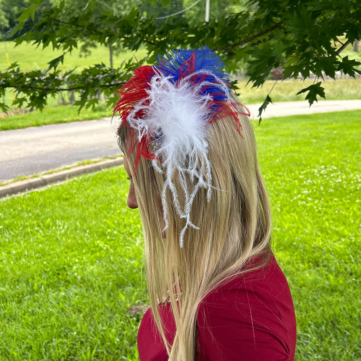 Ostrich Clip --Red/White/Royal
