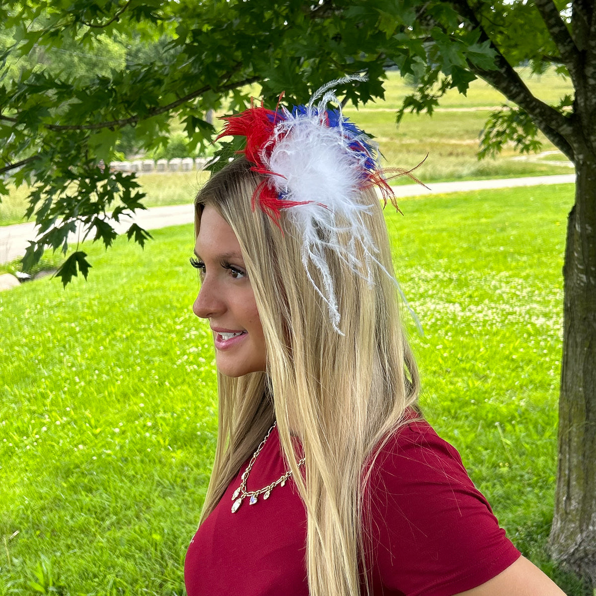 Ostrich Clip --Red/White/Royal