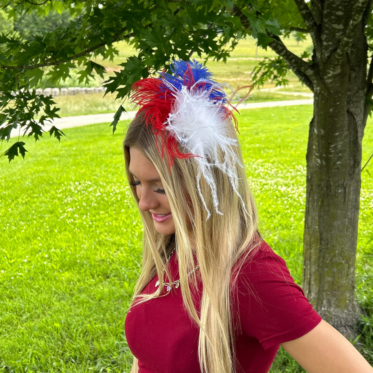 Ostrich Clip --Red/White/Royal