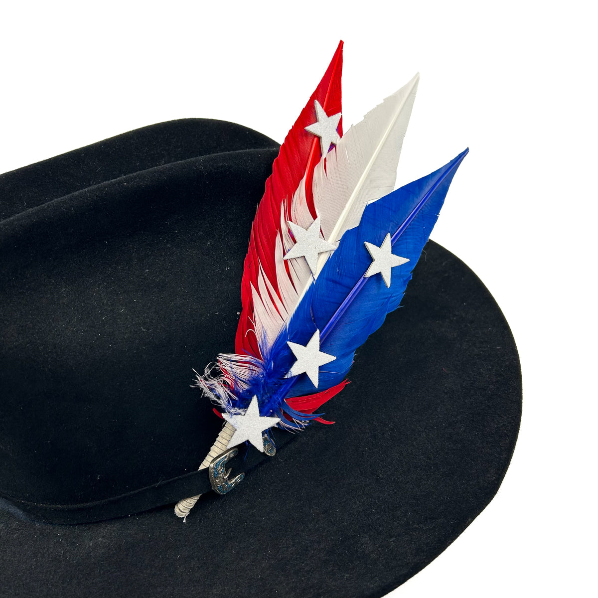 Trimmed Turkey Quill Trim w/Stars --Red/White/Royal