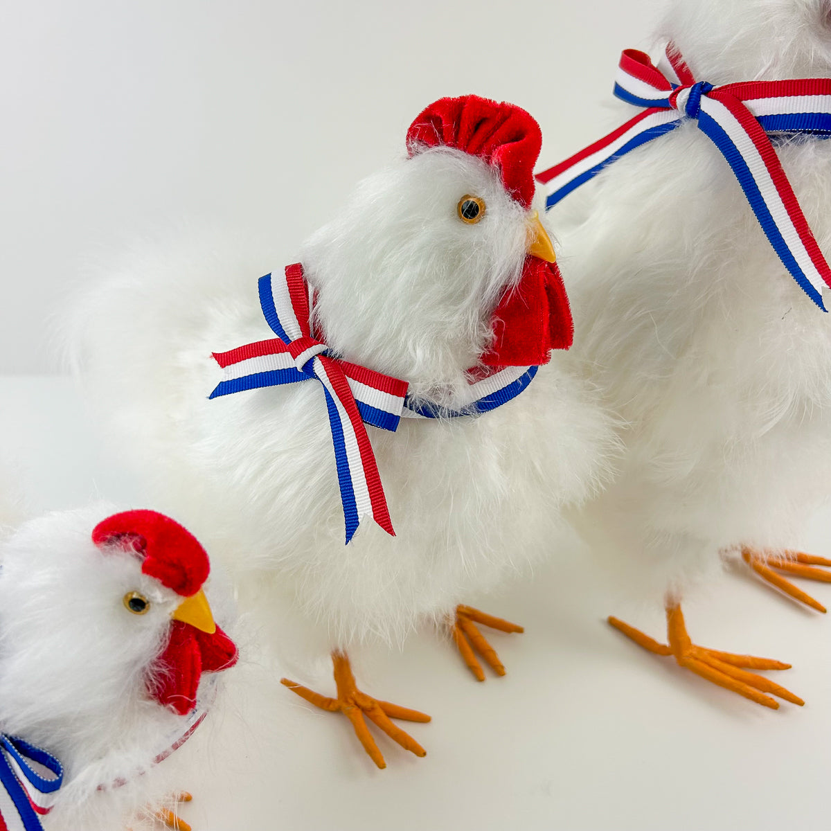 Hen Standing Set 3 pieces 12, 7_5 and 6 inch set --Red/White/Royal
