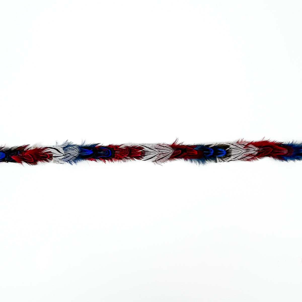 Americana Pheasant Plumage Hat Bad w/Leather Ties .50 x 22 inch --Red/White/Royal
