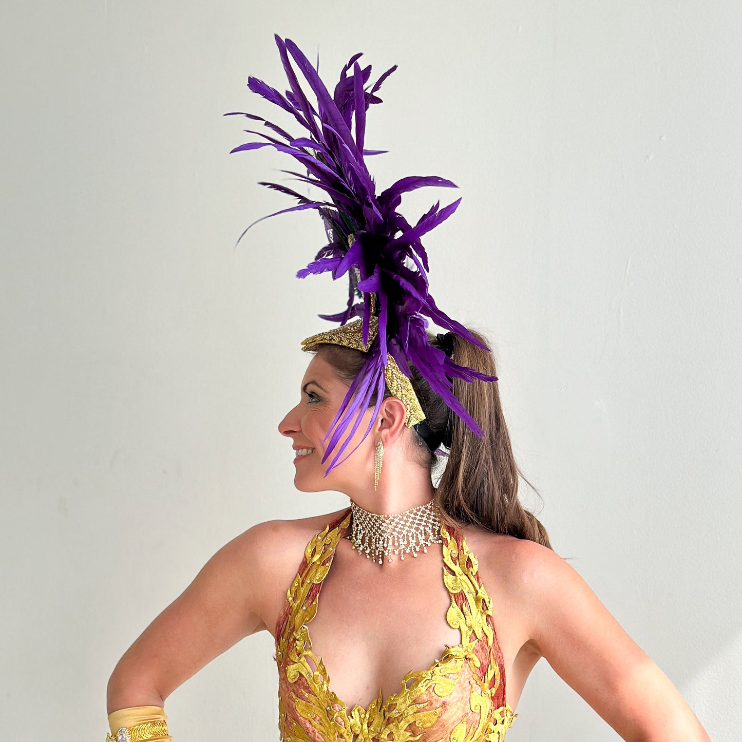 Zizi Regal Coque and Peacock Feather Showgirl Headpiece