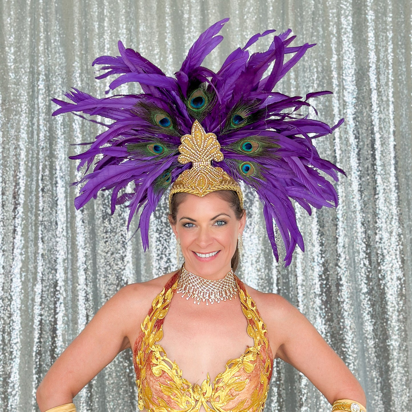 Zizi Regal Coque and Peacock Feather Showgirl Headpiece