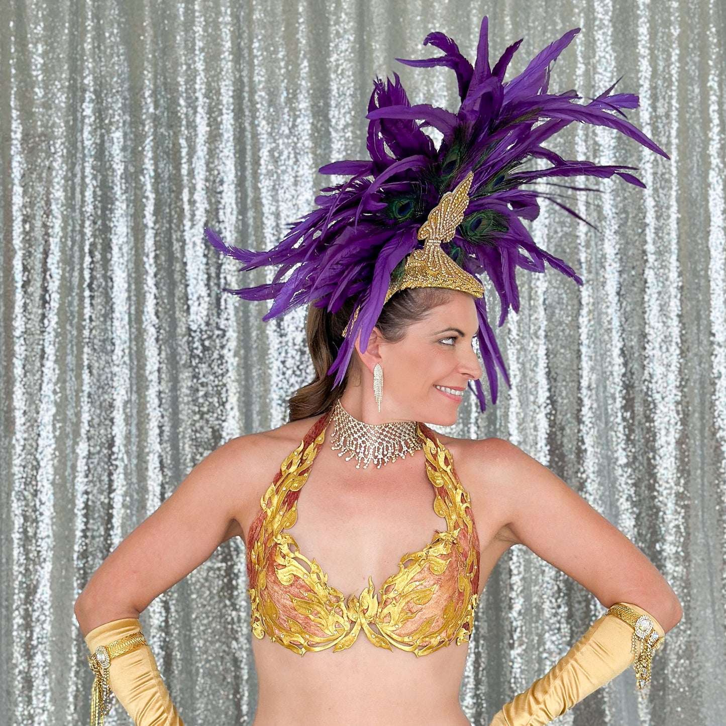Zizi Regal Coque and Peacock Feather Showgirl Headpiece