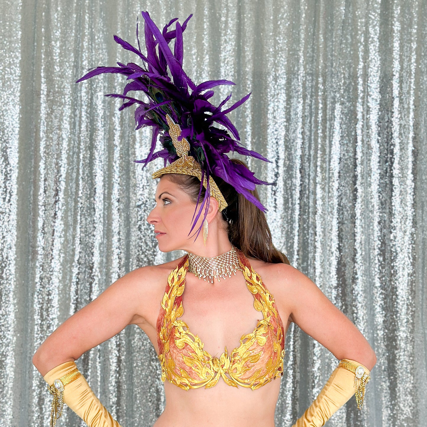 Zizi Regal Coque and Peacock Feather Showgirl Headpiece