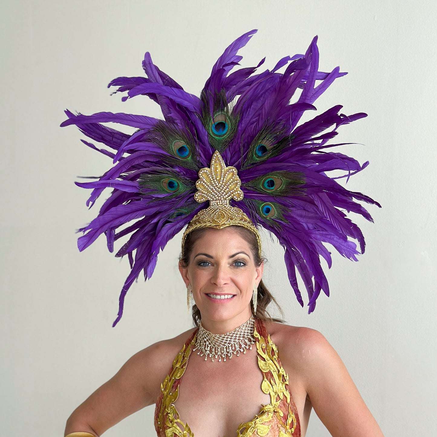 Zizi Regal Coque and Peacock Feather Showgirl Headpiece