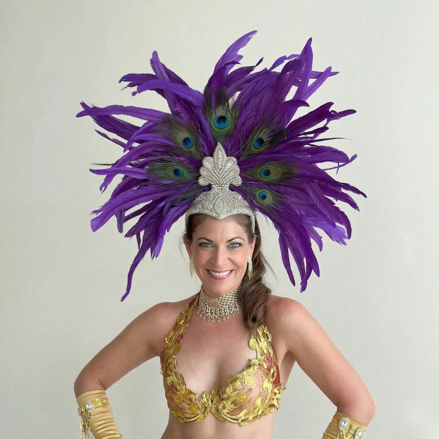 Zizi Regal Coque and Peacock Feather Showgirl Headpiece