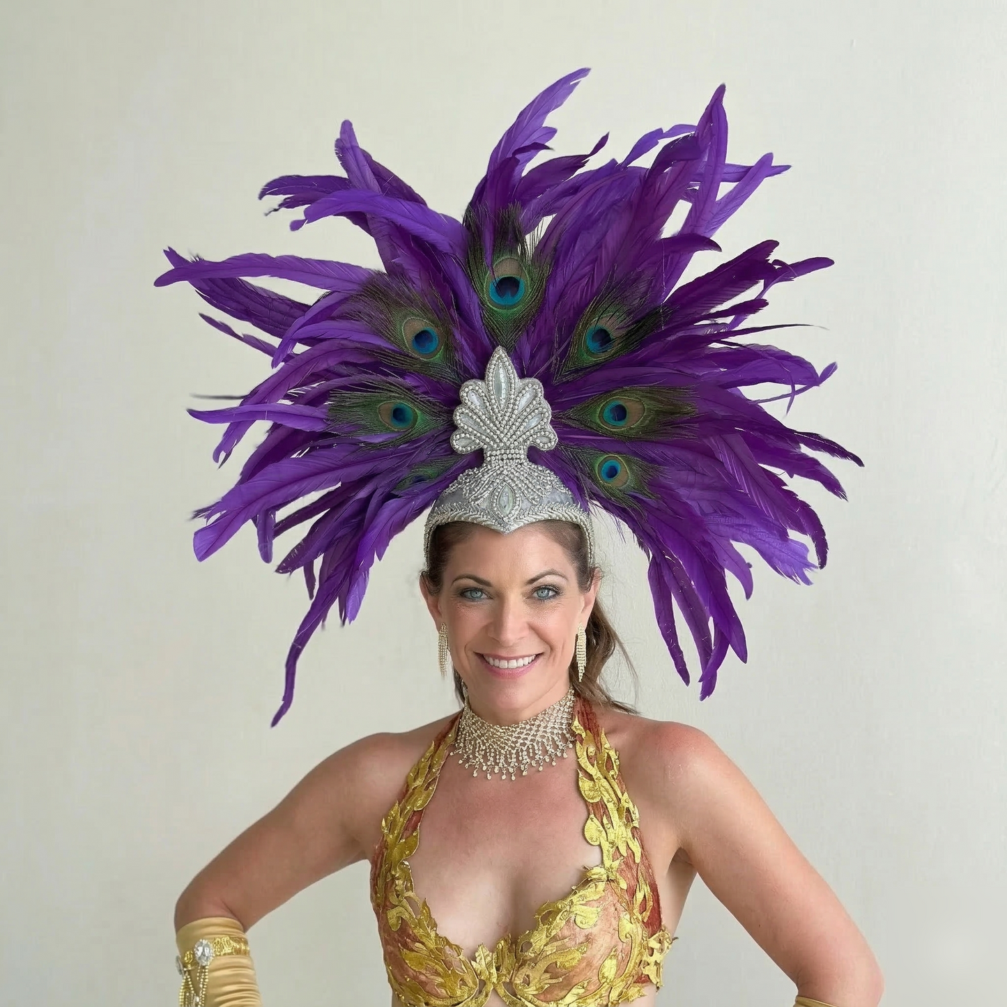 Zizi Regal Coque and Peacock Feather Showgirl Headpiece