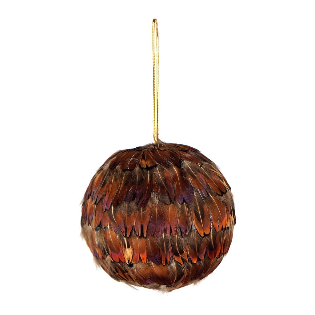 Ringneck Feather Hrt Ornament 4’’ ball - Natural - Feathers