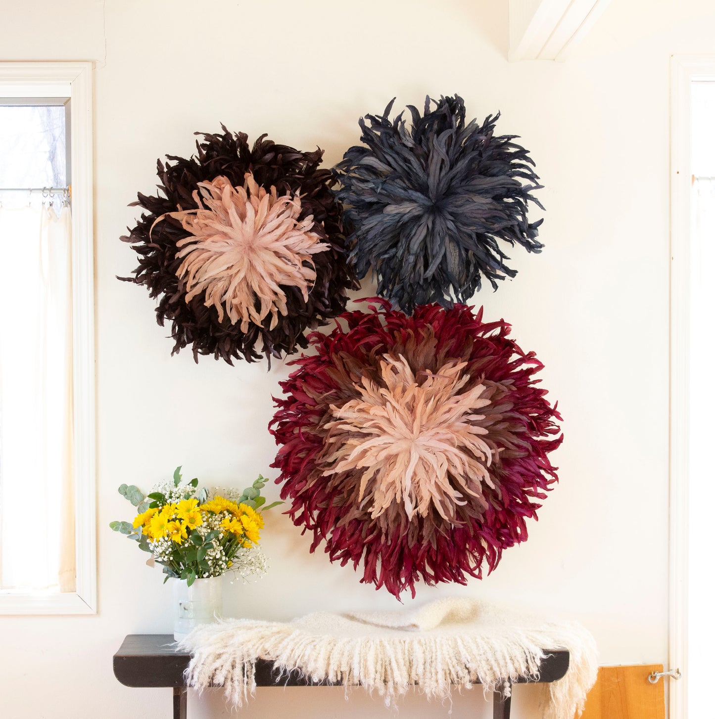 Burgundy, Mauve, Rose Gold Juju Hat Feather Wall Art